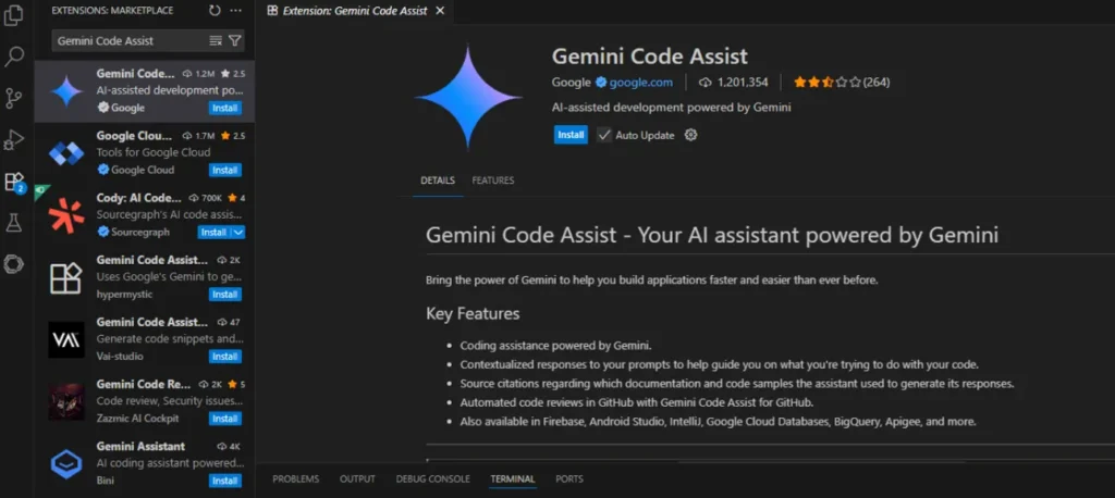 Gemini Code Assist extension